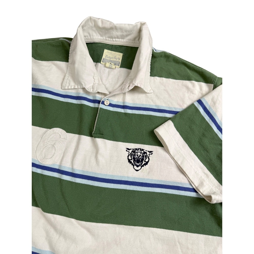 American Eagle Vintage Rugby Shirt Mens XXL Striped Logo Polo Varsity Y2K Retro